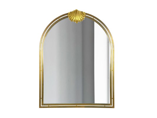 Large Italian Brass & Mirrored Glass Wall Mirror, 1970s-RD-1758714