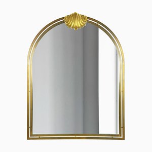 Large Italian Brass & Mirrored Glass Wall Mirror, 1970s-RD-1758714