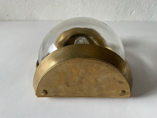 Large Italian Bronze & Rectangle Round Glass Ship Wall Lamp, 1950s-RDS-1147862