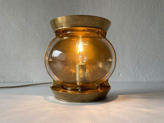 Large Italian Bronze & Rectangle Round Glass Ship Wall Lamp, 1950s-RDS-1147862