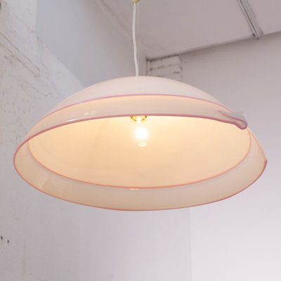 Large Italian Ceiling Lamp in White Murano Glass with Pink Gray Finishes, 1980s-MPO-1325994