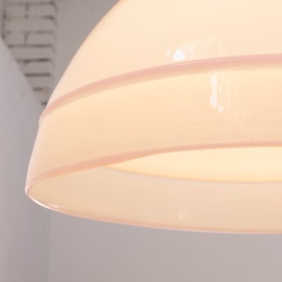 Large Italian Ceiling Lamp in White Murano Glass with Pink Gray Finishes, 1980s-MPO-1325992