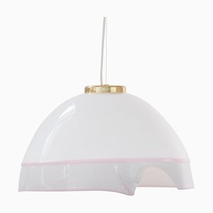 Large Italian Ceiling Lamp in White Murano Glass with Pink Gray Finishes, 1980s-MPO-1325992