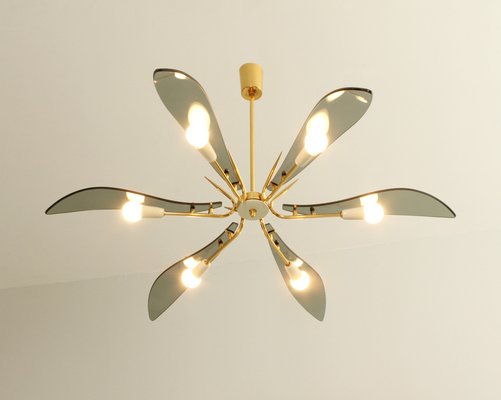 Large Italian Chandelier attributed to Fontana Arte, 1950s-UB-1785165