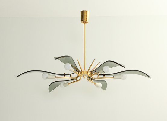 Large Italian Chandelier attributed to Fontana Arte, 1950s-UB-1785165