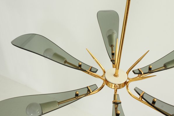 Large Italian Chandelier attributed to Fontana Arte, 1950s-UB-1785165