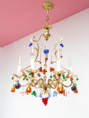 Large Italian Chandelier with Murano Glass Fruits, 1990s-JWI-1814438