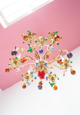 Large Italian Chandelier with Murano Glass Fruits, 1990s-JWI-1814438