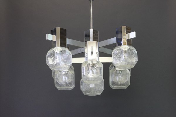 Large Italian Chrome Chandelier from Sciolari, 1960s-UGR-1085465