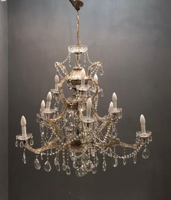 Large Italian Crystal Murano Chandelier, 1950s-JJC-766739