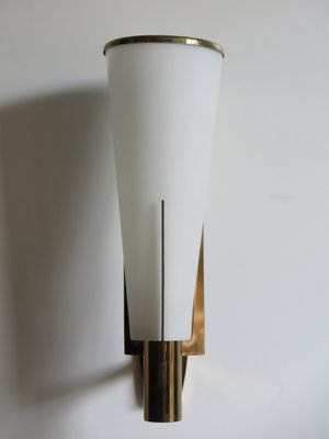 Large Italian Glass and Brass Sconce from Stilnovo, 1950s-CC-555084