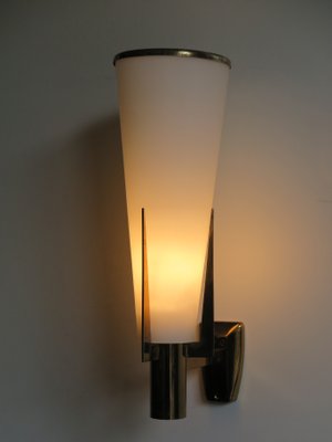 Large Italian Glass and Brass Sconce from Stilnovo, 1950s-CC-555084