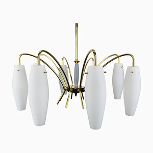 Large Italian Glass Sunburst Chandelier, 1950s-UGR-1120722