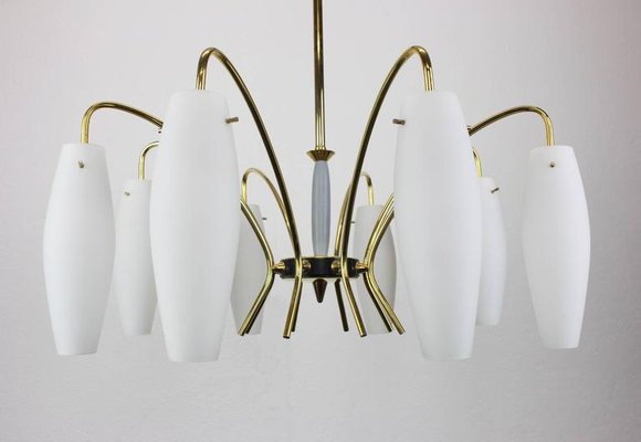 Large Italian Glass Sunburst Chandelier in the Style of Stilnovo, 1950s-UGR-1085889