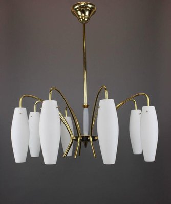 Large Italian Glass Sunburst Chandelier in the Style of Stilnovo, 1950s-UGR-1085889