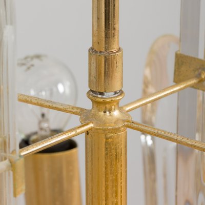 Large Italian Gold Brass & Crystal Glass Chandelier by Gaetano Sciolari, 1970s-UE-1279062