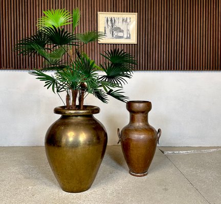 Large Italian Hand-Hammered Brass Vase attributed to Egidio Casagrande, 1950s-JP-1782422