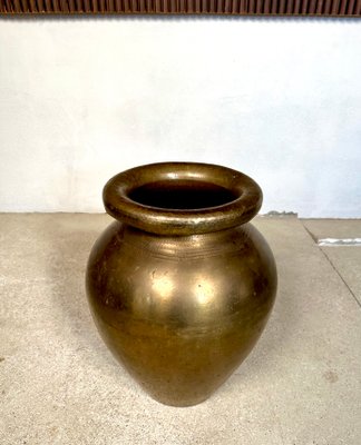 Large Italian Hand-Hammered Brass Vase attributed to Egidio Casagrande, 1950s-JP-1782422