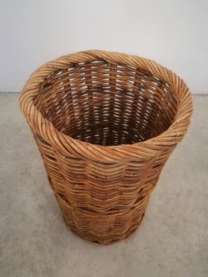 Large Italian Hand-Woven Willow Basket with Lid, 1950s-UIW-1303995