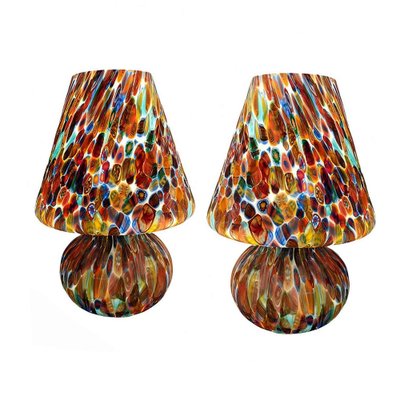 Large Italian Handcrafted Murano Table Lamps with Murrine Millefiori Decor, 2000s, Set of 2-HWV-1123126