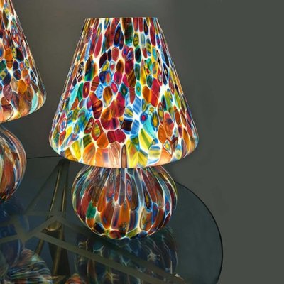 Large Italian Handcrafted Murano Table Lamps with Murrine Millefiori Decor, 2000s, Set of 2-HWV-1123126