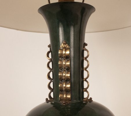 Large Italian Metal and Brass Table Lamps in the Style of Gio Ponti, Set of 2-KT-1233769