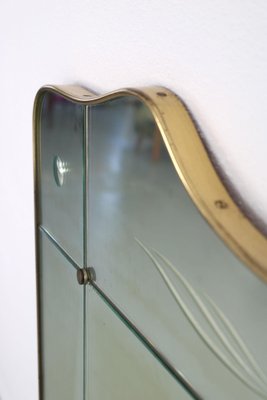 Large Italian Mirror With Brass Frame, 1950s-AA-1274082