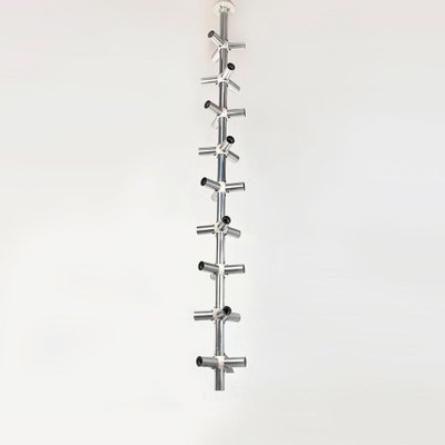 Large Italian Modern Satin Steel and Plastic Vertical Chandelier with 28 Lights, 1970s-GDD-1307143