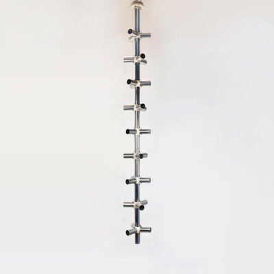 Large Italian Modern Satin Steel and Plastic Vertical Chandelier with 28 Lights, 1970s-GDD-1307143