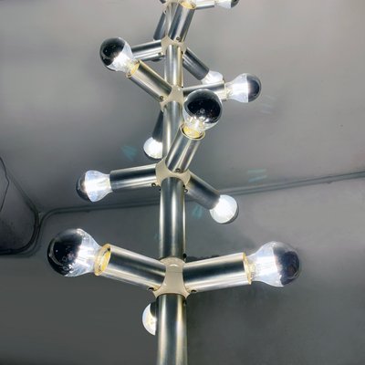 Large Italian Modern Satin Steel and Plastic Vertical Chandelier with 28 Lights, 1970s-GDD-1307143