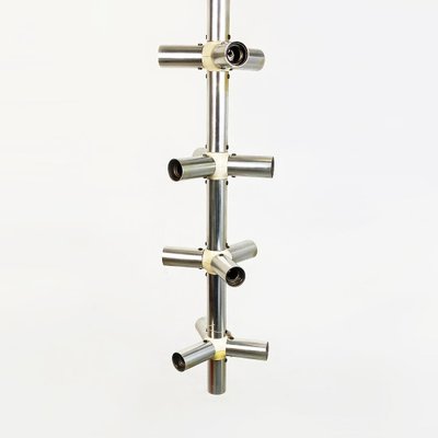 Large Italian Modern Satin Steel and Plastic Vertical Chandelier with 28 Lights, 1970s-GDD-1307143