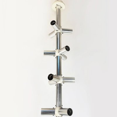 Large Italian Modern Satin Steel and Plastic Vertical Chandelier with 28 Lights, 1970s-GDD-1307143