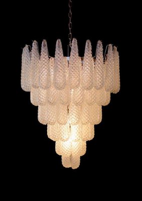 Large Italian Murano Chandelier with 52 Glass Petals Drop, 1970s, Set of 2-MBH-1032081