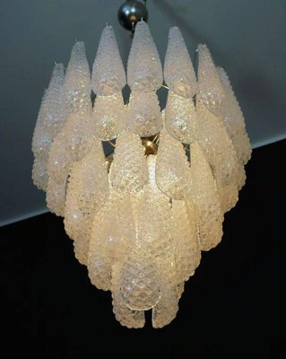 Large Italian Murano Chandelier with 52 Glass Petals Drop, 1970s, Set of 2-MBH-1032081