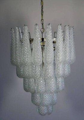 Large Italian Murano Chandelier with 52 Glass Petals Drop, 1970s, Set of 2-MBH-1032081