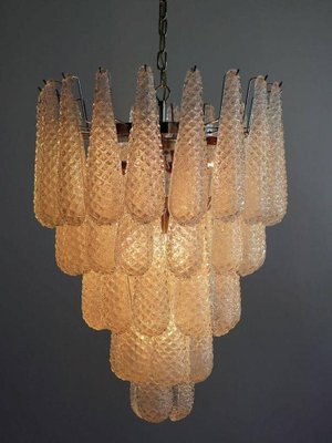 Large Italian Murano Chandelier with 52 Glass Petals Drop, 1970s, Set of 2-MBH-1032081