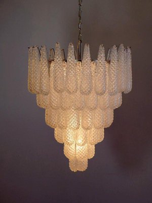 Large Italian Murano Chandelier with 52 Glass Petals Drop, 1970s, Set of 2-MBH-1032081