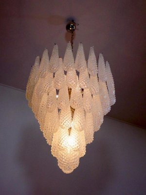 Large Italian Murano Chandelier with 52 Glass Petals Drop, 1970s, Set of 2-MBH-1032081