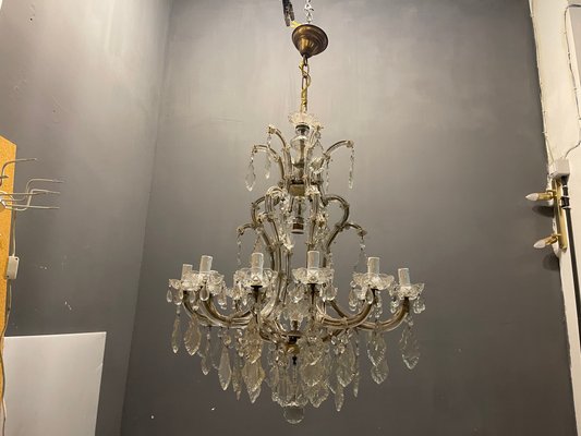 Large Italian Murano Crystal Chandelier, 1950s-JJC-1056553