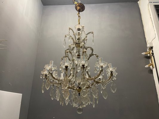 Large Italian Murano Crystal Chandelier, 1950s-JJC-1056553