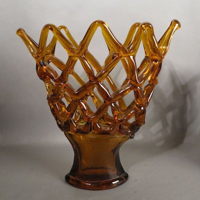 Large Italian Murano Glass Bowl with Grid Pattern from Made Murano Glass, 1950s-WK-724140