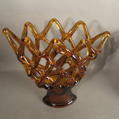 Large Italian Murano Glass Bowl with Grid Pattern from Made Murano Glass, 1950s-WK-724140