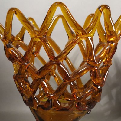 Large Italian Murano Glass Bowl with Grid Pattern from Made Murano Glass, 1950s-WK-724140