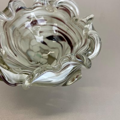 Large Italian Murano Glass Floral Bowl Ashtray, 1970s-QZ-1077044