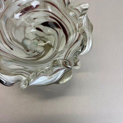 Large Italian Murano Glass Floral Bowl Ashtray, 1970s-QZ-1077044