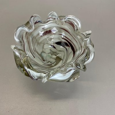 Large Italian Murano Glass Floral Bowl Ashtray, 1970s-QZ-1077044