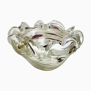 Large Italian Murano Glass Floral Bowl Ashtray, 1970s-QZ-1077044