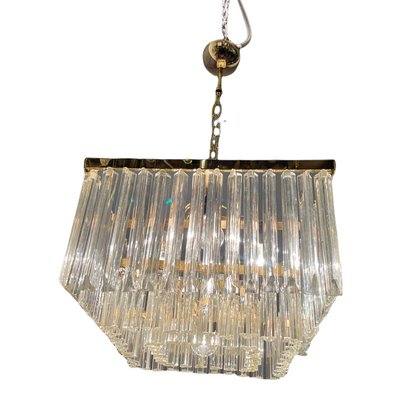 Large Italian Murano Glass Prism Triedri Chandelier Lamp-JJC-1093717