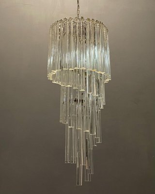 Large Italian Murano Prism Spiral Chandelier-JJC-1174738