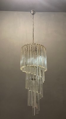 Large Italian Murano Prism Spiral Chandelier-JJC-1174738